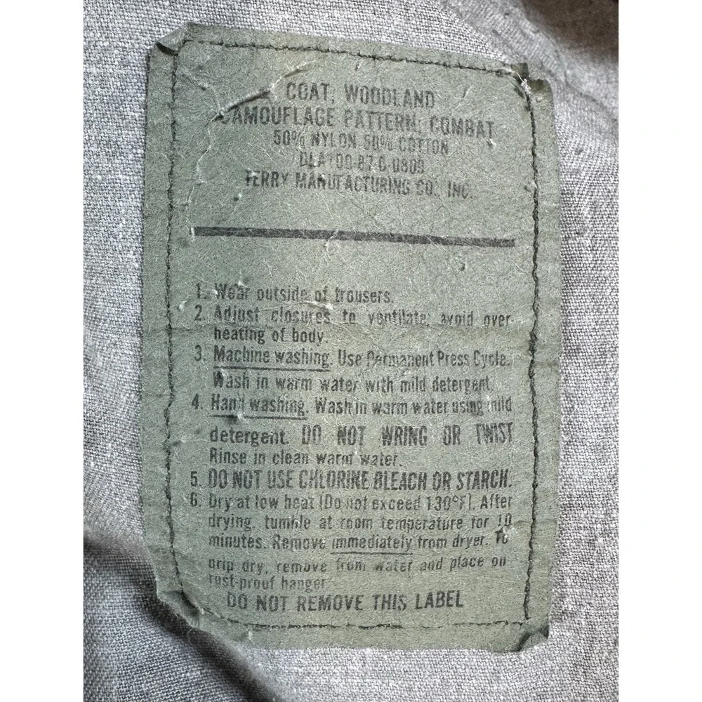 VTG US Army Coat Woodland Camo Combat Jacket BDU Extra Small Regular Military